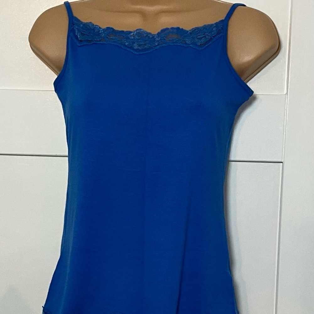 Kettlewell Bright Blue Viscose Lace Trim Camisole / Cami Top - Size Small
